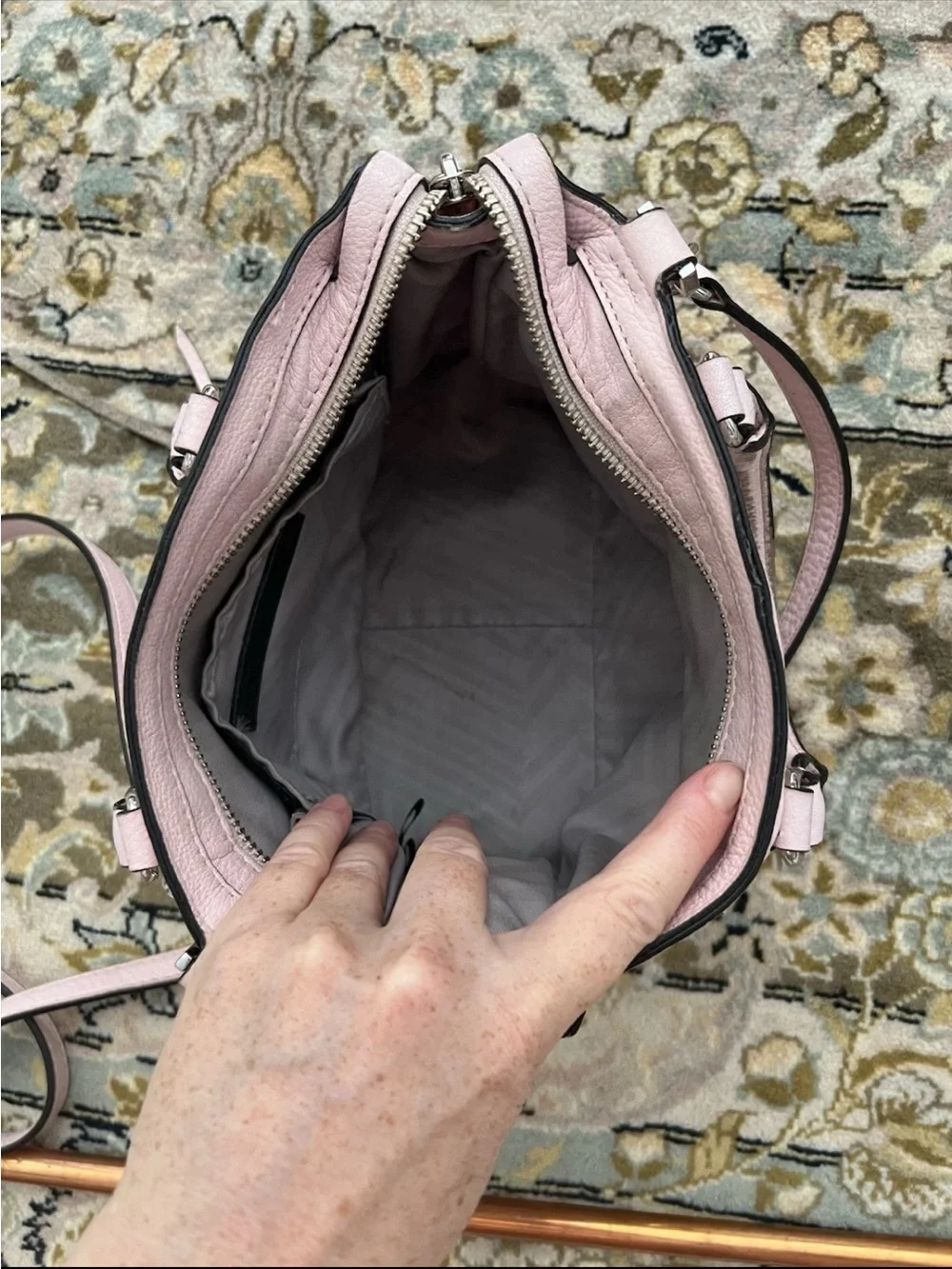 Rebecca Minkoff Blush Pink Leather Mini small Satchel bag handbag used!!!